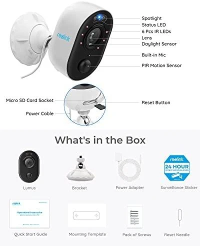 Reolink | IP kamera | Lumus | 2 MP | Fiksuotas | IP65 | H.264 | Micro SD