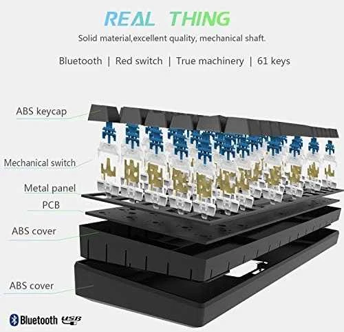 Royal Kludge RK61 klaviatūra | 60%, Hot-swap, Mėlyna Switches, US, juoda