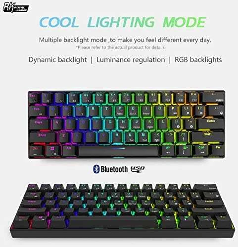 Royal Kludge RK61 klaviatūra | 60%, Hot-swap, Mėlyna Switches, US, juoda