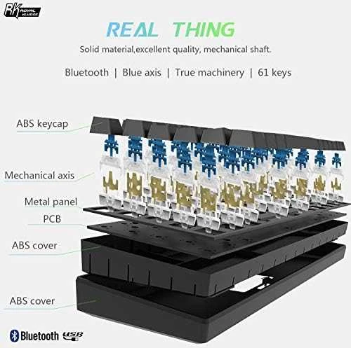 Royal Kludge RK61 klaviatūra | 60%, Hot-swap, Mėlyna Switches, US, juoda