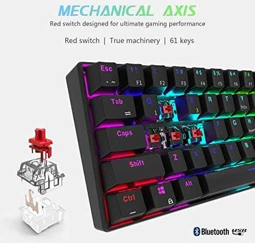 Royal Kludge RK61 klaviatūra | 60%, Hot-swap, Mėlyna Switches, US, juoda