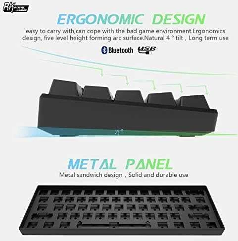 Royal Kludge RK61 klaviatūra | 60%, Hot-swap, Mėlyna Switches, US, juoda