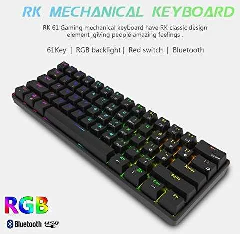Royal Kludge RK61 klaviatūra | 60%, Hot-swap, Mėlyna Switches, US, juoda
