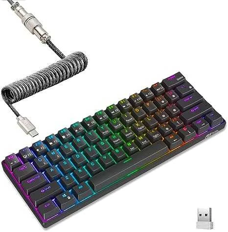Royal Kludge RK61 klaviatūra | 60%, Hot-swap, Raudona Switches, US, balta