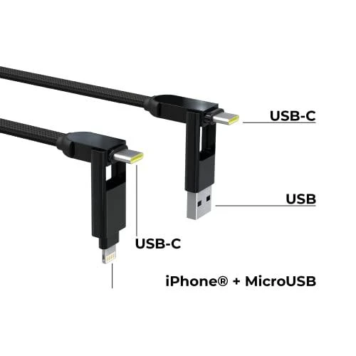 Kabelis visiems įrenginiams Rolling Square inCharge® XL, 100W, USB-C/Lightning/Micro USB,3m/ 6770085