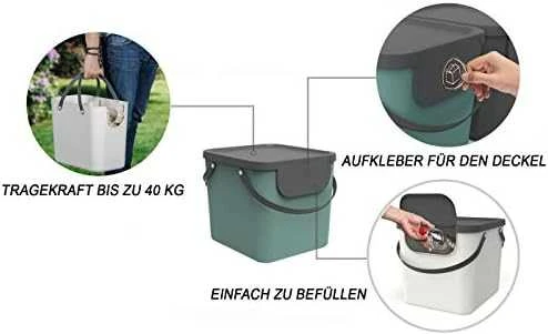 Atliekų Konteineris - ROTHO Albula Žalias 40L Technopolimeras 400x340x358mm