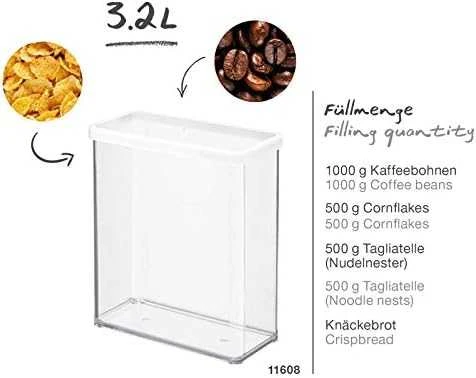 rotho Gyvūnų Maisto Indas - LOFT Aukštas 3.2L Technopolimeras Permatomas/Baltas