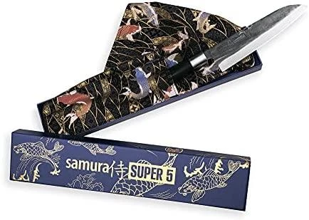 Samura SUPER 5 Universalus virtuvinis peilis Santoku 7,2"/182 mm iš AUS 10 Damasko plieno 60 HRC (5 sluoksniai)