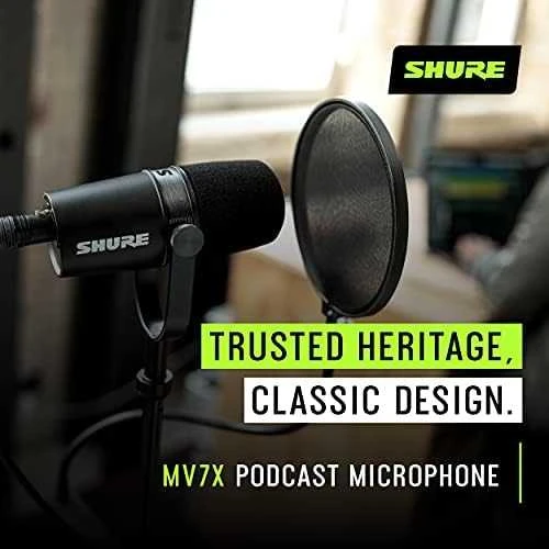 Shure MV7X Juodas studijinis mikrofonas