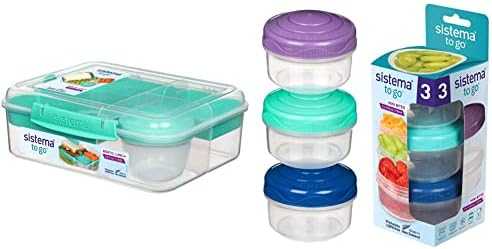 Sistema Bento To Go 1650ml: Dėžutė maistui su 5 skyreliais ir puodeliu
