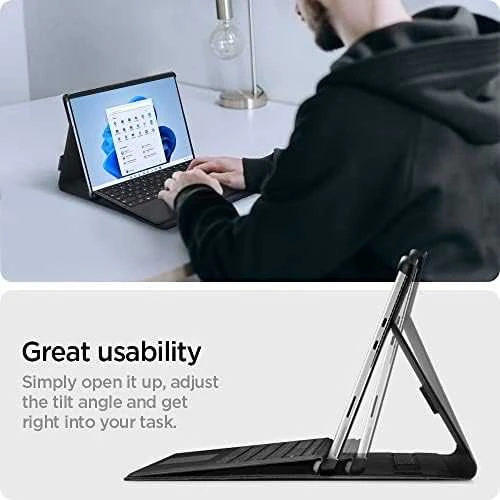 Spigen Stand Folio, juodas - Microsoft Surface Pro 11/10/9/8
