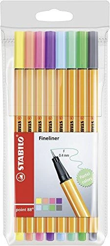 88 TAŠKAS APDAILOS PENTER RINKINYS 8 SPALVOS PASTELĖS STABILO 88/8-01