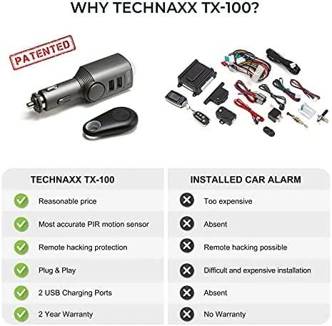 Universali signalizacija, automobilinis USB įkroviklis Technaxx Universal Mobile & Auto Alarm TX-100