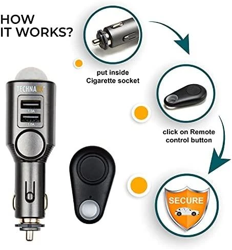 Universali signalizacija, automobilinis USB įkroviklis Technaxx Universal Mobile & Auto Alarm TX-100