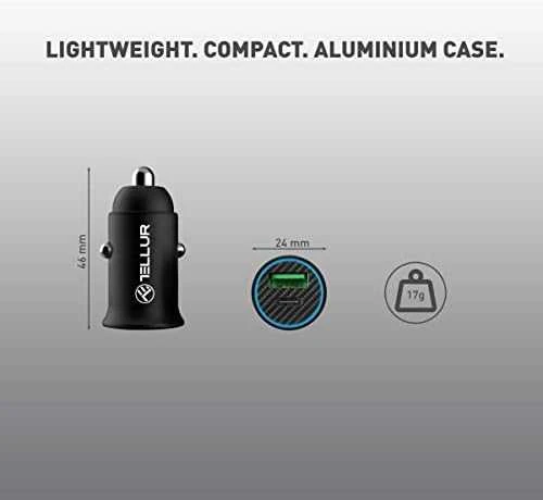 Tellur automobilinis įkroviklis PD60W QC30W FCC7 juodos spalvos
