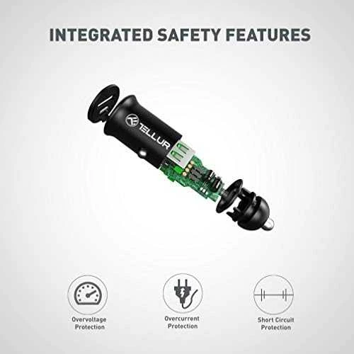 Tellur automobilinis įkroviklis PD60W QC30W FCC7 juodos spalvos