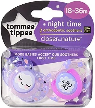 Tommee Tippee Silikoniniai čiulptukai Night Time 18-36 m 2 vnt. (43340094)