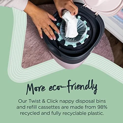 TOMMEE TIPPEE SANGENIC TWIST AND CLICK ADVANCED SAUSKELNIŲ KONTEINERIO IR 6 VNT. KASEČIŲ RINKINYS, Baltas