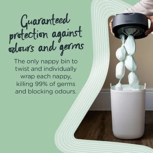 TOMMEE TIPPEE SANGENIC TWIST AND CLICK ADVANCED SAUSKELNIŲ KONTEINERIO IR 6 VNT. KASEČIŲ RINKINYS, Baltas