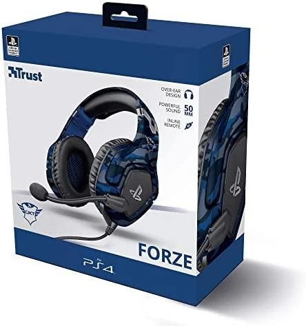 Žaidimų ausinės Trust GXT 488 Forze-B PS4 oficialus licencijuotas produktas, Mėlynos, 23532