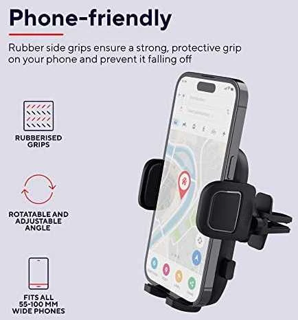 „Trust Runo“ – automobilinis telefono laikiklis su laikikliu oro išleidimo angoje (juodas)