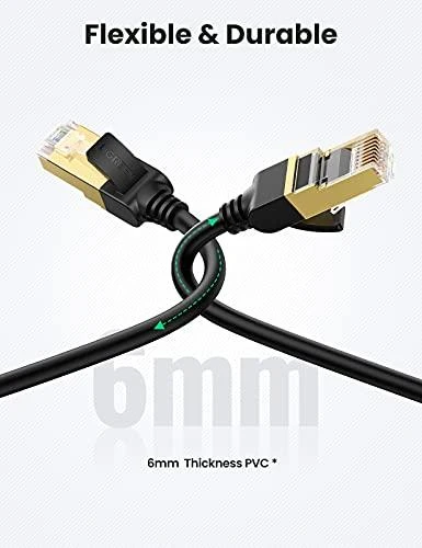 UGREEN NW107 Ethernet RJ45 apvalus tinklo kabelis Cat.7 STP 5m - Juodas
