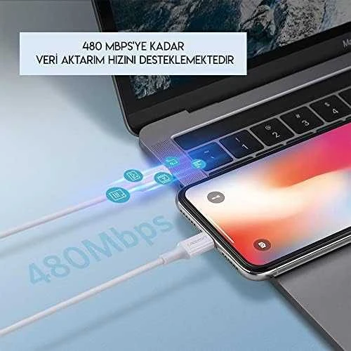 USB laidas Ugreen US171 MFi USB-C iki Lightning 3A 1.0m baltas