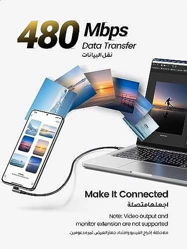 Kampinis kabelis USB-C į USB-C UGREEN US334 5A, PD 100W, 2m (juodas)