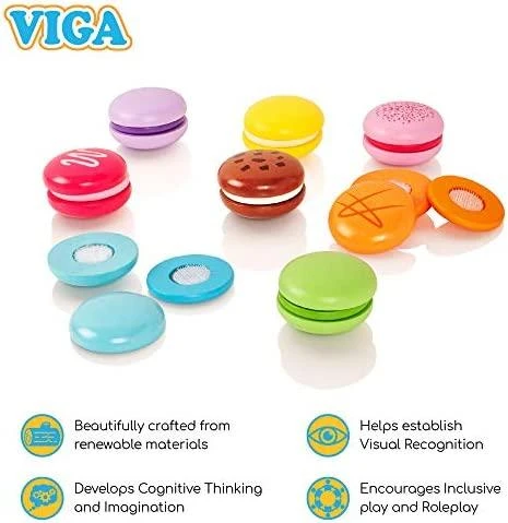 Viga Toys Medinis Rinkinys Macaronų 8 Vnt. Spalvoti