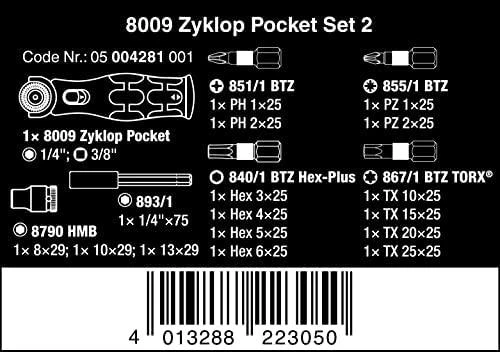 Wera 8009 Zyklop kišeninis rinkinys, 18vnt