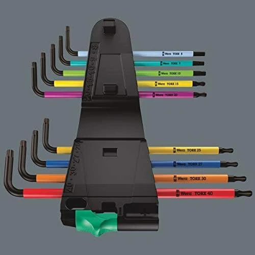 Wera L-formos raktų rinkinys, daugiaspalvis XL TORX varžtams, ilgoji versija 967/9 TX XL