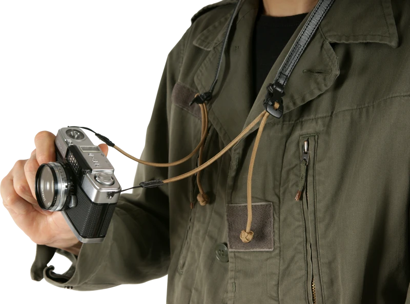 ARTISANARTIST Artisan & Artist I ACAM-P12 I Flynn Camera Paracord Strap w/adjust lengths in Leather (w/Loop) Tan