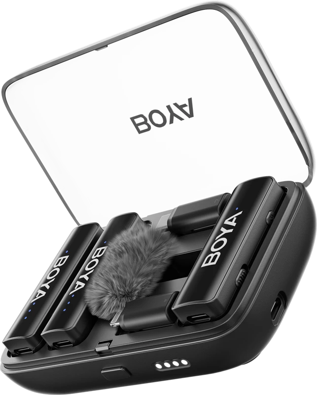 BOYA BOYALINK V2.0 belaidžiai mikrofonai 2.4GHZ USB-C - Juodas