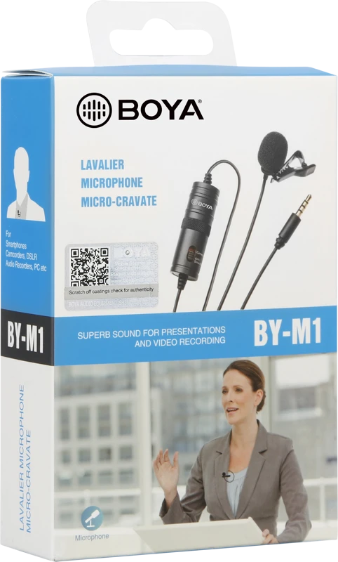 Mikrofonas BOYA 65-18000 HZ, 6.3 mm stereo adapteris, juodas / BY-M1 / BOYA10003