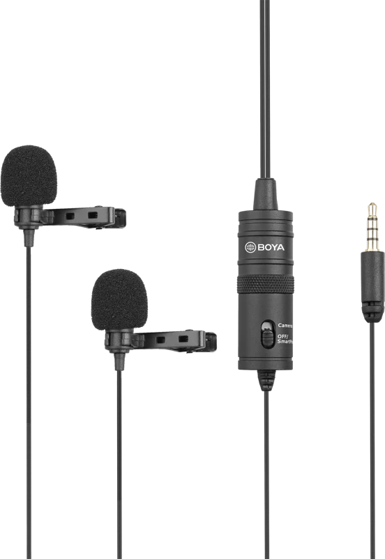 Dvigubas mikrofonas BOYA 3.5mm jungtis, juodas / BY-M1DM / BOYA10002