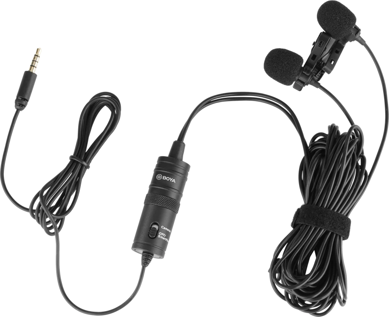 Dvigubas mikrofonas BOYA 3.5mm jungtis, juodas / BY-M1DM / BOYA10002