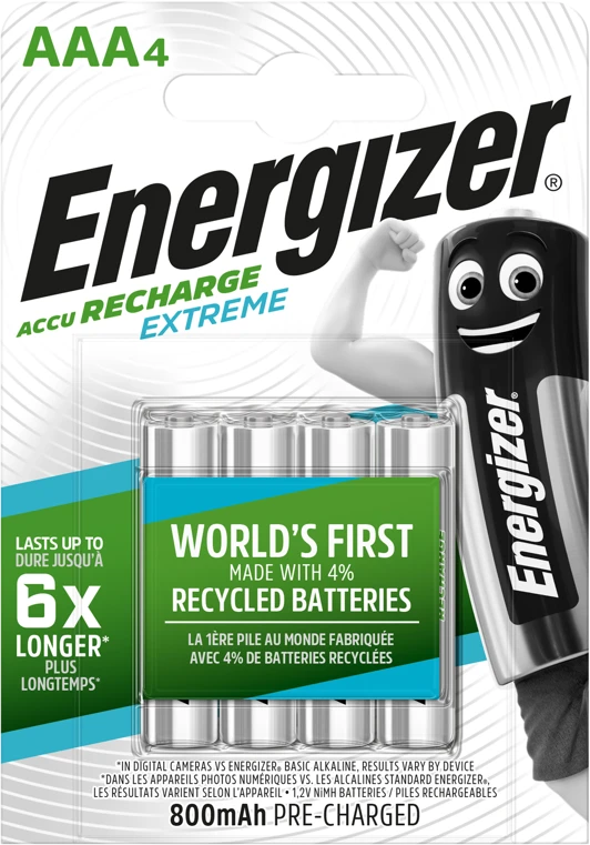Įkraunami Elementai Energizer Extreme 800 mAh AAA HR3 1.2V 4Vnt