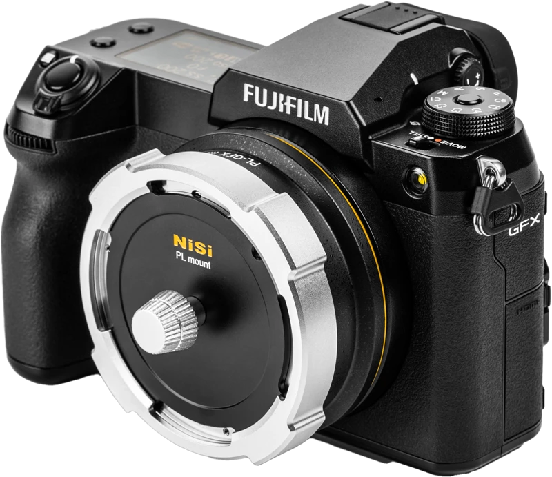NiSi PL-GFX adapteris ant Fujifilm GFX kameros