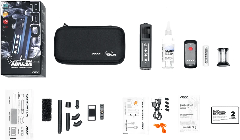 P.M.I Pmi Dūmų rūko generatorius 3 režimai nuotolinio valdymo pultelis USB-C 100ml / Smokeninja Pro