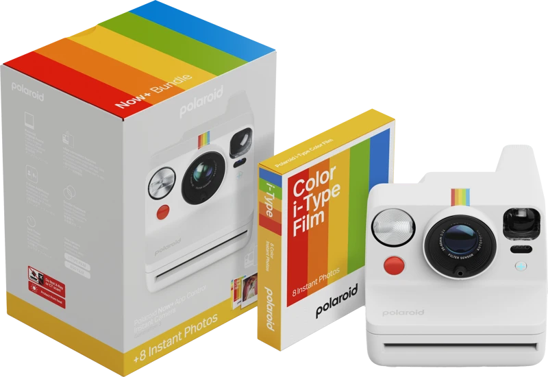 Polaroid Now+ Gen 3 Baltas rinkinys su spalvota plėvele (8 nuotraukos)