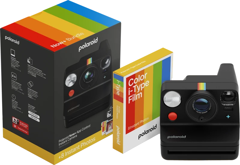 Polaroid Now+ Gen 3 Juodas rinkinys su spalvota plėvele (8 nuotraukos)