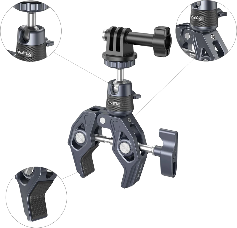 SMALLRIG 4102 SUPER CLAMP WITH 360 BALLHEAD MOUNT FOR ACTION CAMERAS