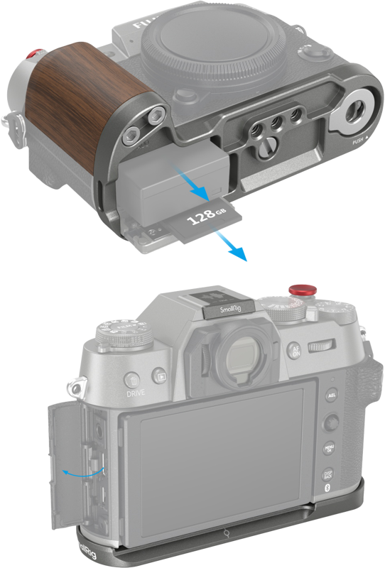 SmallRig 4736 Wooden L-Shape Grip for Fujifilm X-T50 Charcoal Sidabrinis