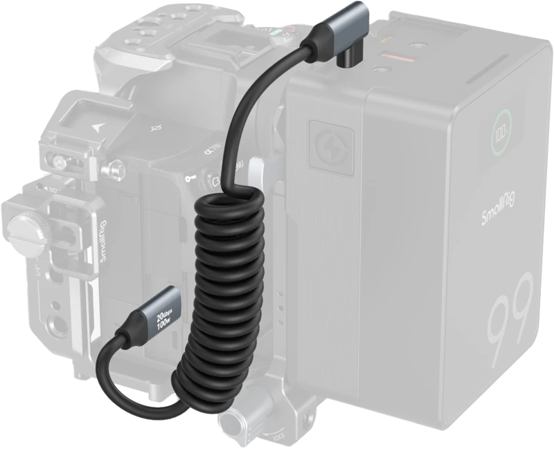 SmallRig 4792 USB-C Straight to USB-C Angled Coiled Data Cable