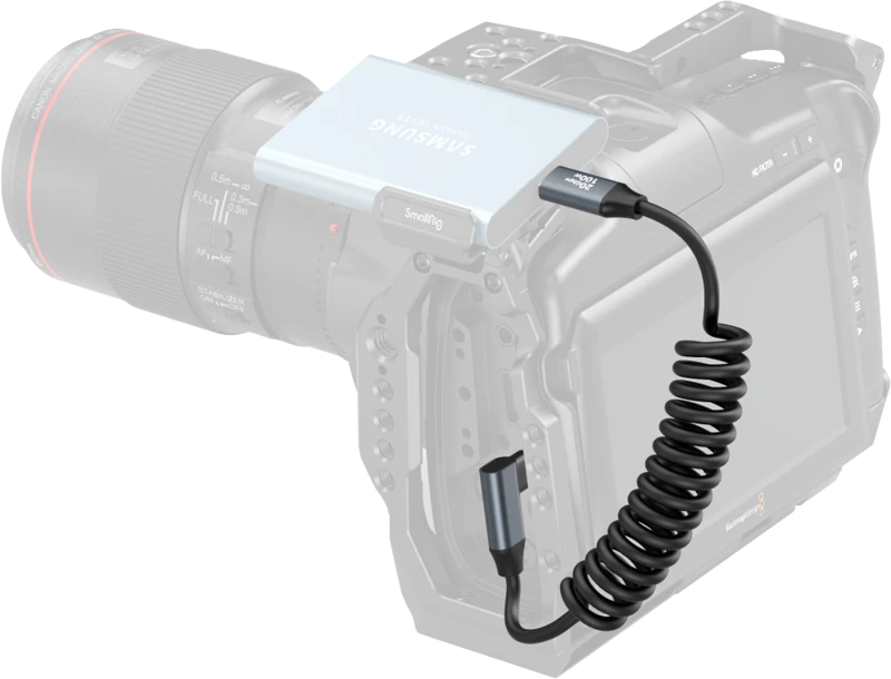 SmallRig 4792 USB-C Straight to USB-C Angled Coiled Data Cable