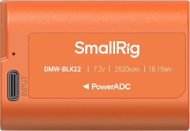 SmallRig 4979 Camera Baterija USB-C Rechargeable DMW-BLK22 Oranžinis