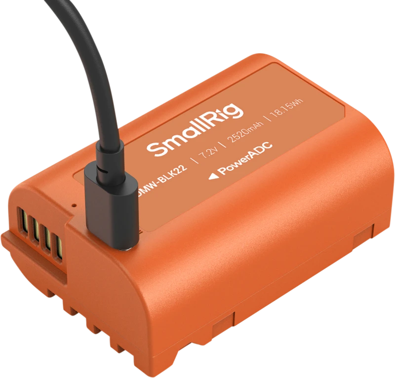 SmallRig 4979 Camera Baterija USB-C Rechargeable DMW-BLK22 Oranžinis
