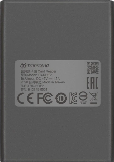 Transcend RDE2 skaitytuvo galinė pusė