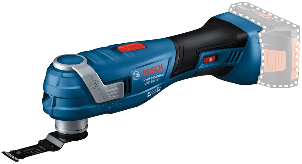 Akumuliatorinis daugiafunkcis įrankis BOSCH GOP 18V-34 be akumuliatoriaus ir kroviklio, kartoninė pakuotė