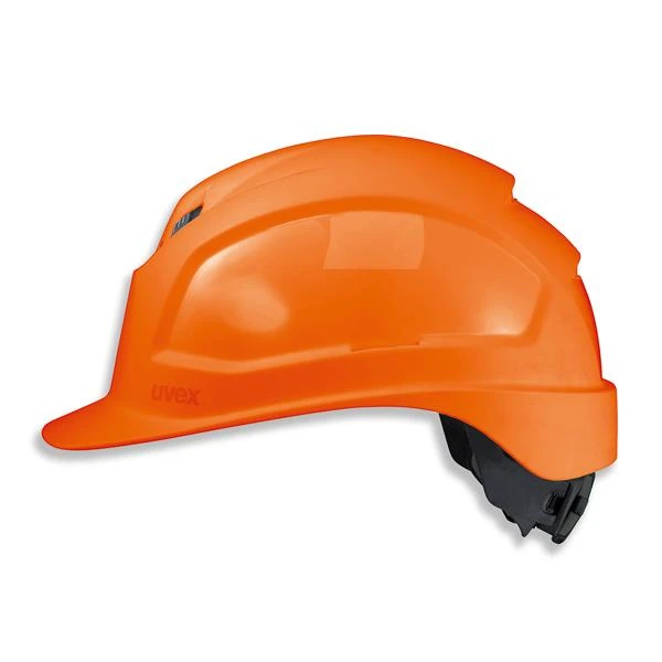 Oranžinis Uvex Pheos IES šalmas šoniniu kampu